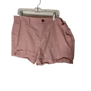 Old Navy Shorts Printed Novelty Chino Cottage Daisy Embroidered Everyday Sz 14